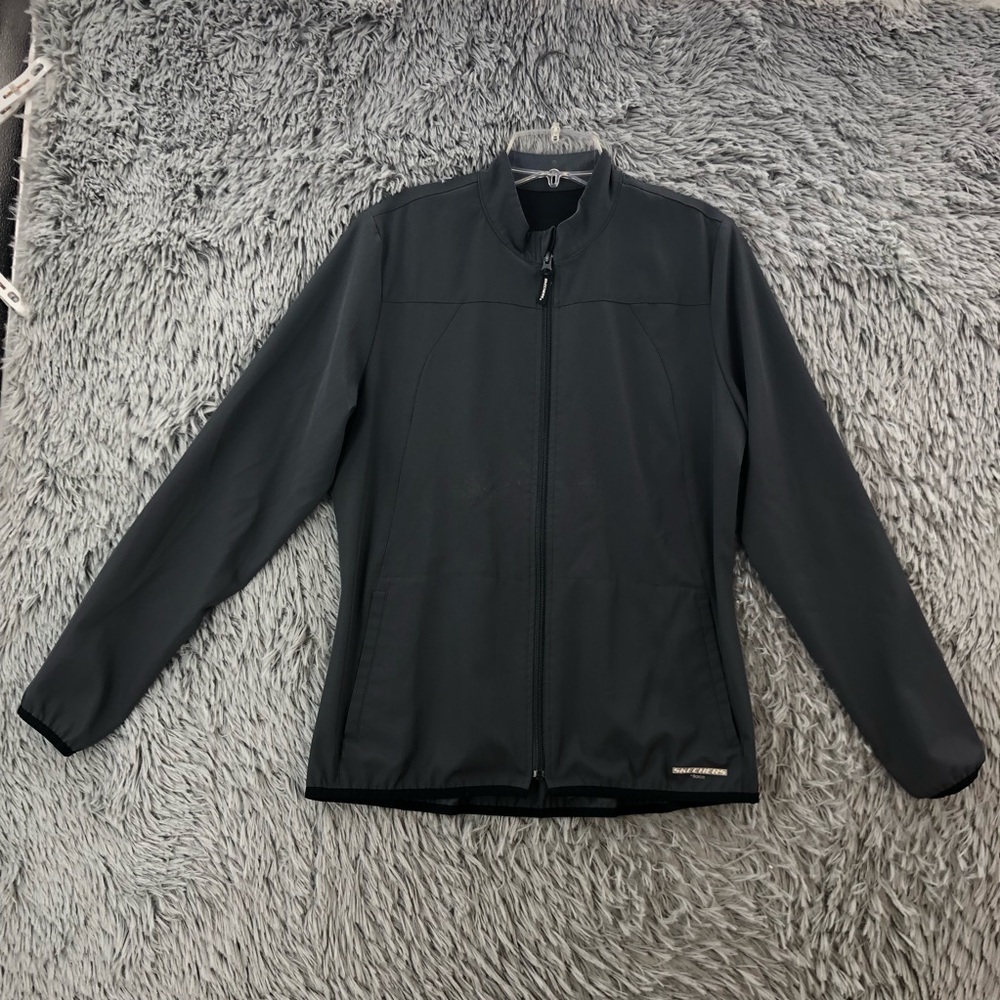 Skechers Jacket Womens Large Fusion skw903 Warm-Up Gray Zip Pockets Barco